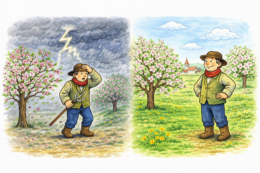 Hrom v dubnu - dobrá novina, mráz květů více nepostíná.